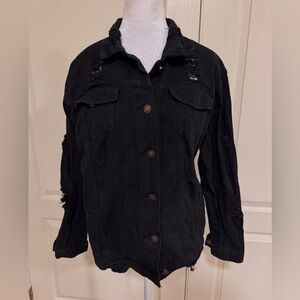 Black ripped denim jacket​​​​